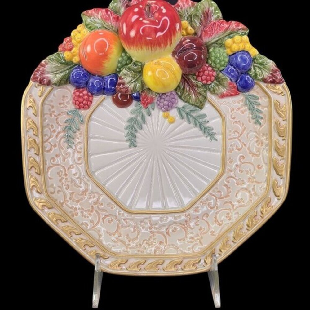 Fitz and Floyd Venezia Canape Cookie Serving Plate Wall Decor Octagonal Embossed